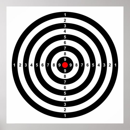 gun shooting range bulls eye target symbol poster | Zazzle.com