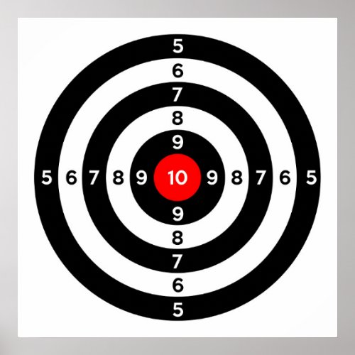 gun shooting range bulls eye target symbol poster