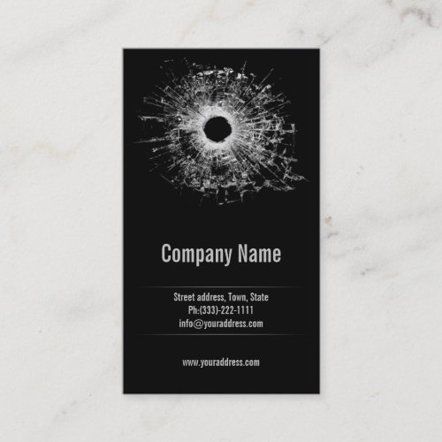 Gun Shop Broken Glass Black Business Card