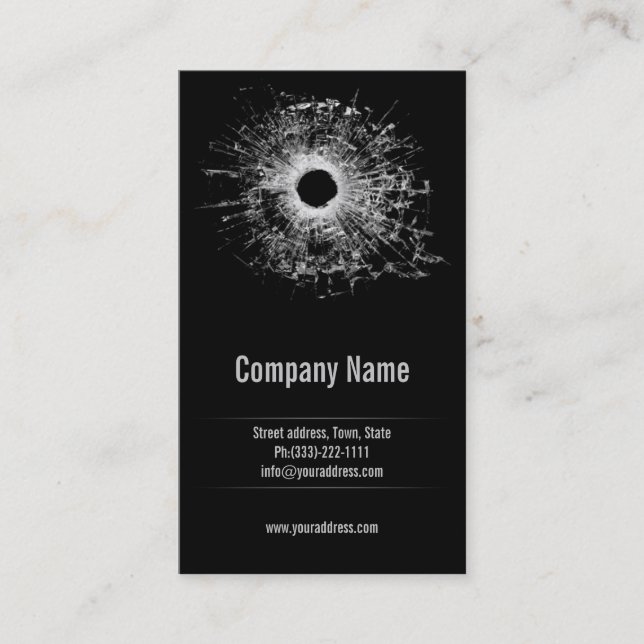 Gun Shop Broken Glass Black Business Card (Front)