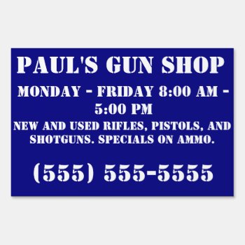 Gun Shop Business Sign by GreenCannon at Zazzle