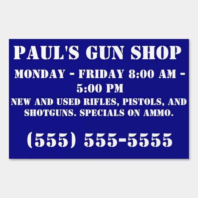 Gun shop business sign (Back)