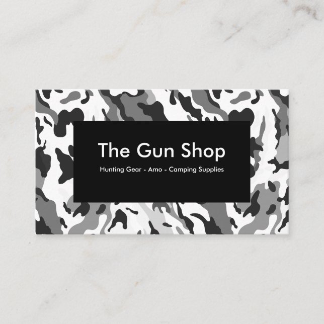 Gun Shop Camouflage Design Business Card (Front)