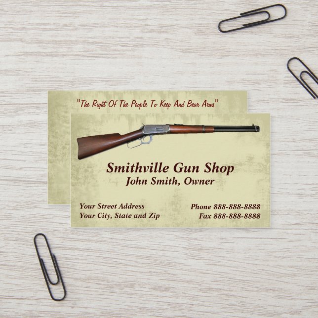 Gun Shop Collector Business Card (Front/Back In Situ)