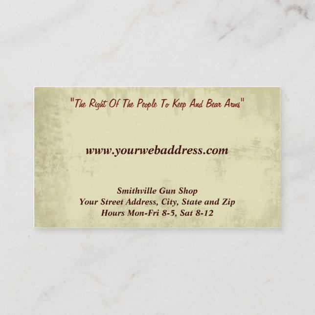 Gun Shop Collector Business Card