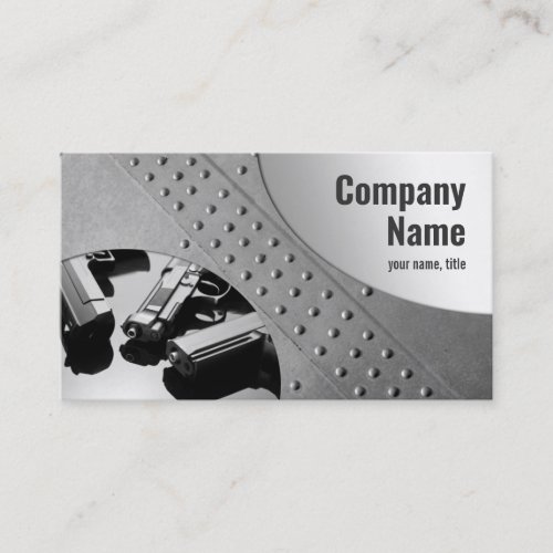 Gun Shop Metal Background Business Card