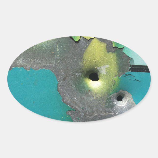 Gun Shots Oval Sticker (Front)