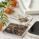 Gun-Slinging Cowboy: Wild West Portrait Keychain<br><div class="desc">A cowboy holding a gun with other western items in the background, showcasing a scene from the Wild West era.</div>