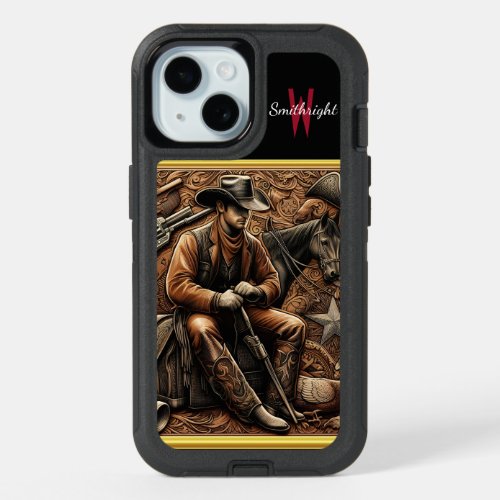 Gun_Slinging Cowboy Wild West Portrait iPhone 15 Case