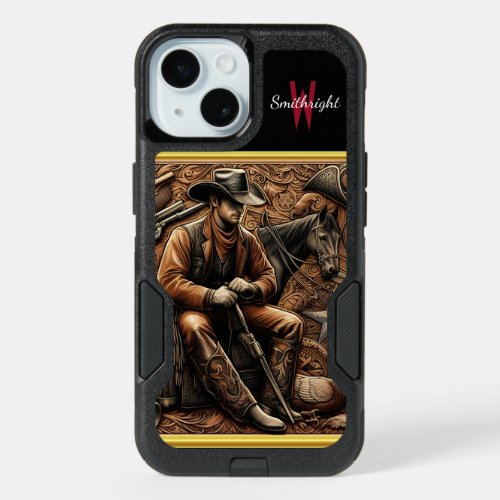 Gun_Slinging Cowboy Wild West Portrait iPhone 15 Case