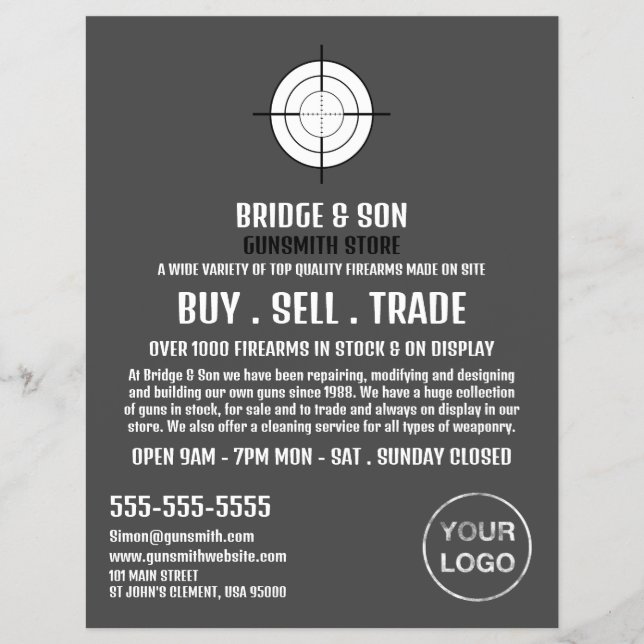 Gun Target, Gunsmith, Gunstore Advertising Flyer (Front)