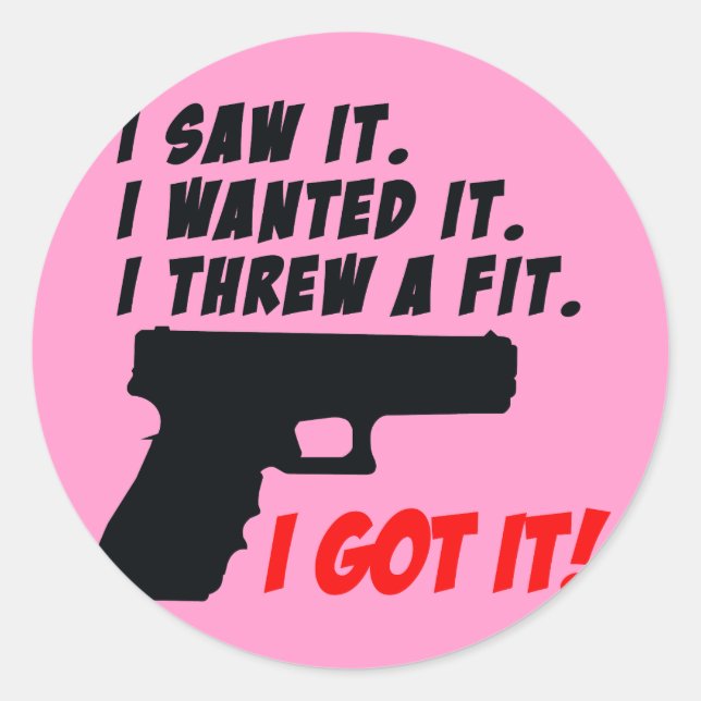 Gun Temper Tantrum Classic Round Sticker (Front)