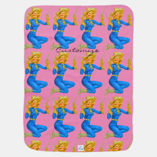 Gun-toting Pin-up Cowgirl Thunder_Cove Baby Blanket