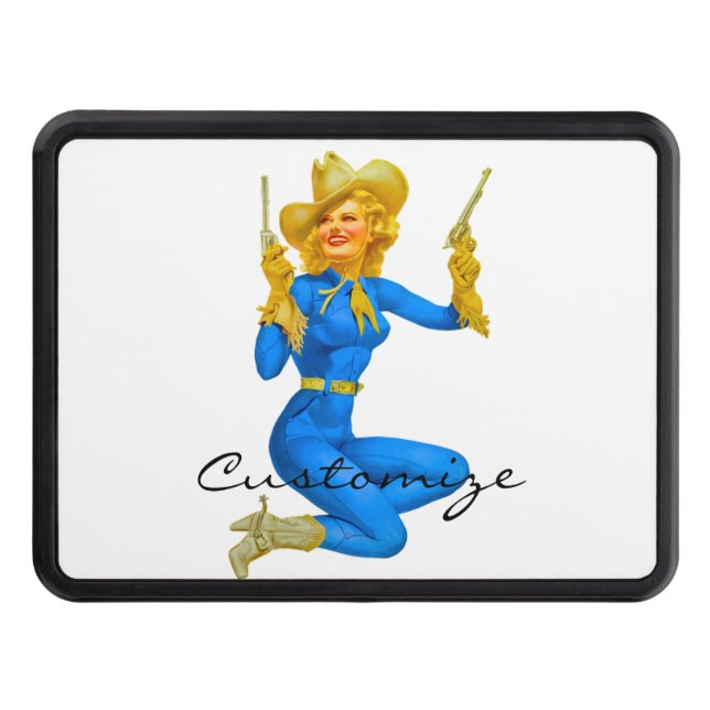 Gun-toting Pin-up Cowgirl Thunder_Cove Hitch Cover (Front)