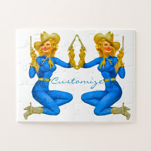 Gun-toting Pin-up Cowgirl Thunder_Cove Jigsaw Puzzle (Horizontal)