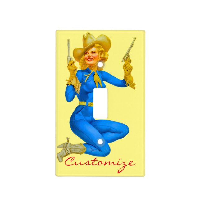 Gun-toting Pin-up Cowgirl Thunder_Cove Light Switch Cover (Front)