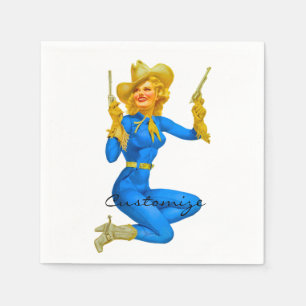 Gun-toting Pin-up Cowgirl Thunder_Cove Napkins