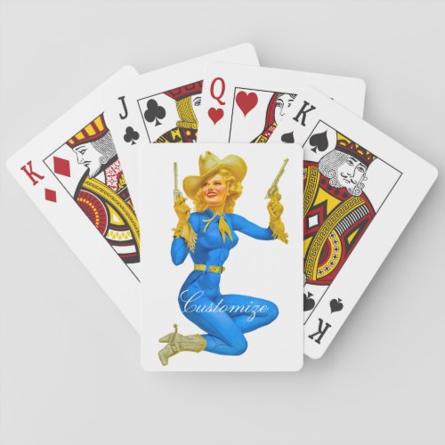 Gun_toting Pin_up Cowgirl Thunder_Cove Poker Cards