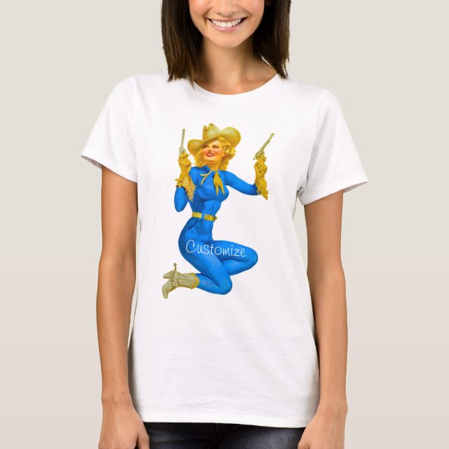 Gun-toting Pin-up Cowgirl Thunder_Cove T-Shirt (Front)