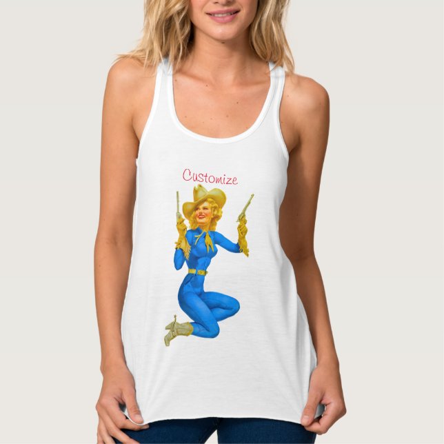 Gun-toting Pin-up Cowgirl Thunder_Cove  Tank Top (Front)