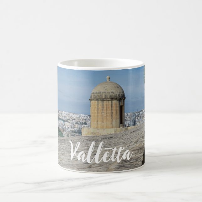 Gun turret on old city walls in Valletta, Malta Coffee Mug (Center)
