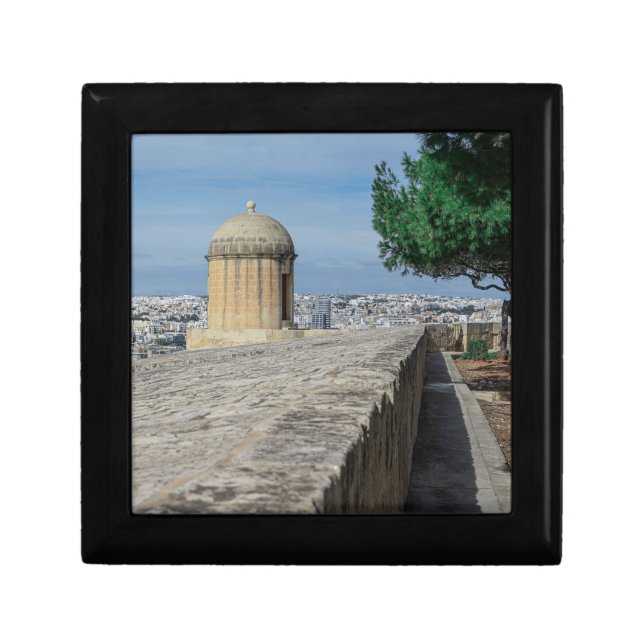 Gun turret on old city walls in Valletta, Malta Gift Box (Front)