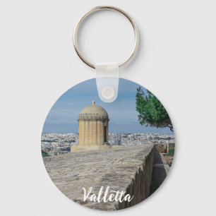 Gun turret on old city walls in Valletta, Malta Keychain