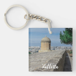 Gun turret on old city walls in Valletta, Malta Keychain