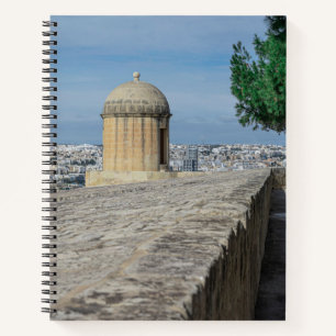 Gun turret on old city walls in Valletta, Malta Notebook
