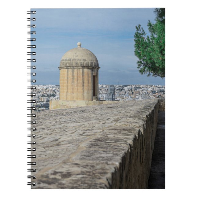 Gun turret on old city walls in Valletta, Malta Notebook (Front)
