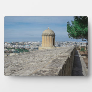 Gun turret on old city walls in Valletta, Malta Plaque