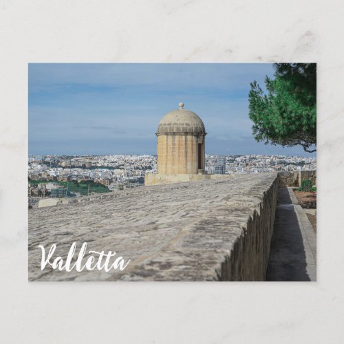 Gun turret on old city walls in Valletta Malta Postcard