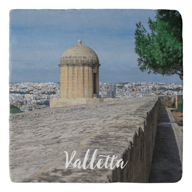 Gun turret on old city walls in Valletta, Malta Trivet (Front)