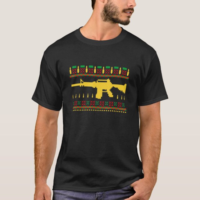 Gun Ugly Dad Uncle Gun Christmas T-Shirt (Front)