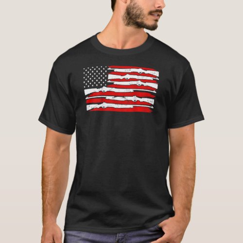 Gun Usa American Flag   Patriotic Gun   Women Men T_Shirt