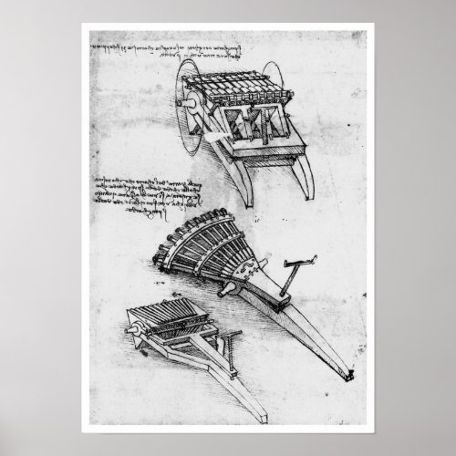 Gun with Array of Barrels Leonardo da Vinci Poster