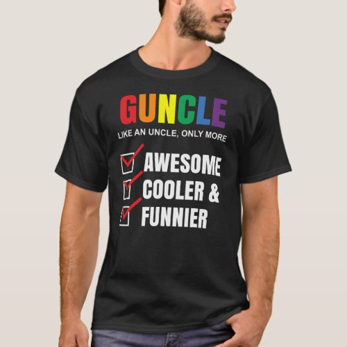 Guncle Definition Rainbow Funny For Uncle LGBT  T_Shirt