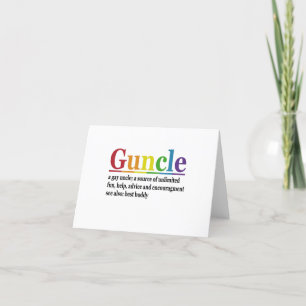 Guncle Definition Rainbow Funny Gift Letterpress Thank You Card