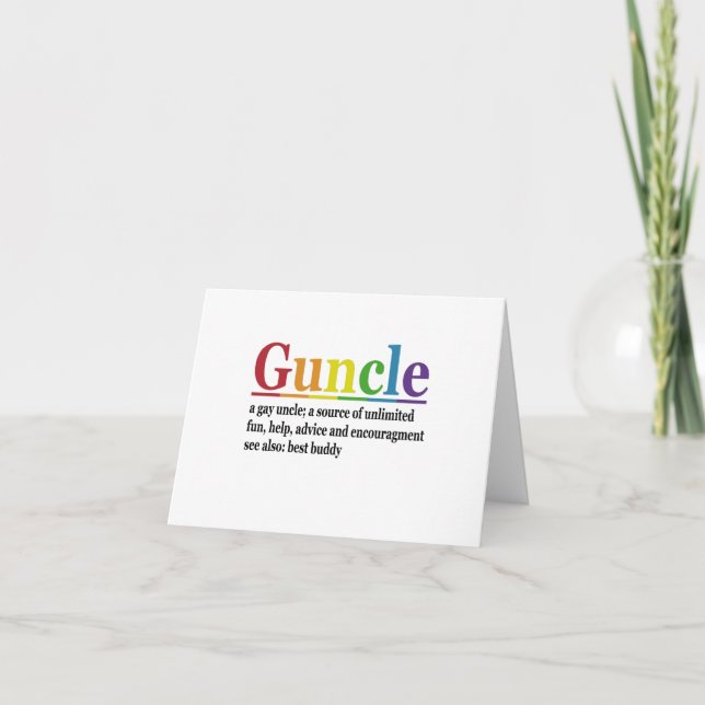 Guncle Definition Rainbow Funny Gift Thank You Card (Front)