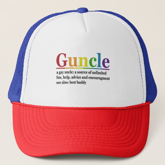 Guncle Definition Rainbow Funny Gift Trucker Hat (Front)