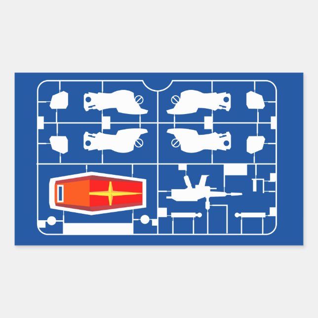 gundam rx 78 amuro ray gunpla builder runner hobby rectangular sticker (Front)