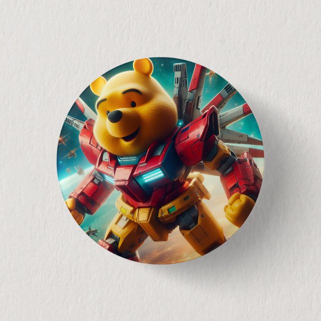 Gundam Winnie the Pooh 1 Button (Front)
