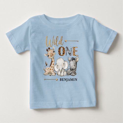 Gungle Wild One Baby Animals 1st Birthday Baby T_Shirt