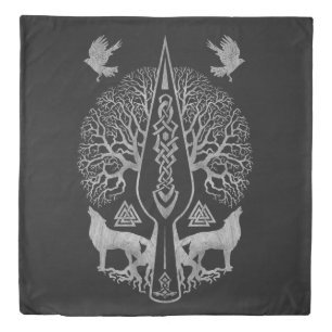 Gungnir - Spear of Odin and Tree of life Duvet Cover
