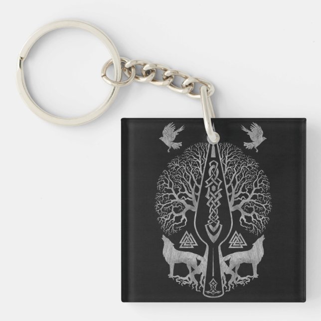 Gungnir - Spear of Odin and Tree of life  - Keychain (Front)