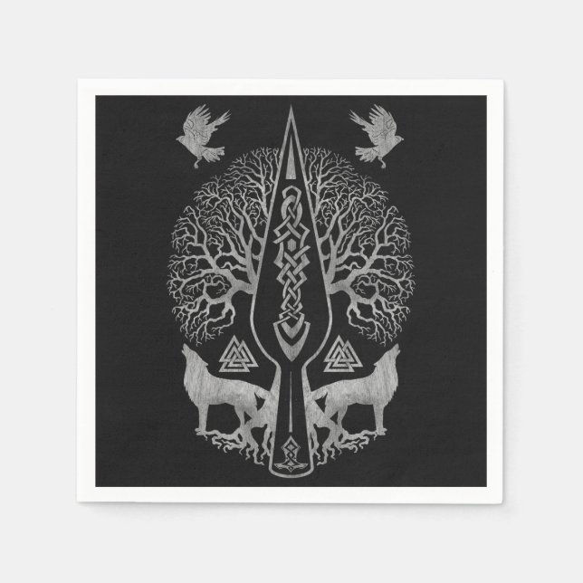 Gungnir - Spear of Odin and Tree of life  - Napkins (Front)