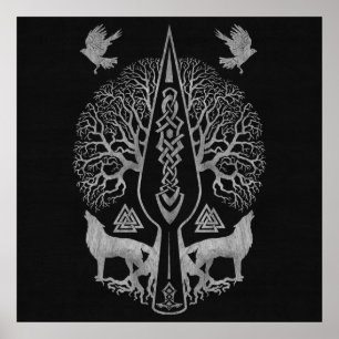 Gungnir - Spear of Odin and Tree of life - Poster