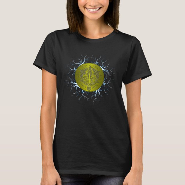 Gungnir Spear of Odin Norse Viking Gods Valknut Sy T-Shirt (Front)