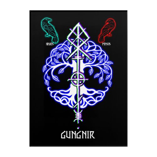 Gungnir spear of the god Odin white Acrylic Print