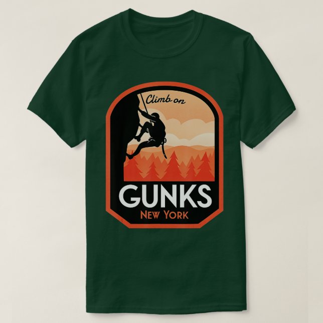 Gunks New York Rock Climbing  T-Shirt (Design Front)